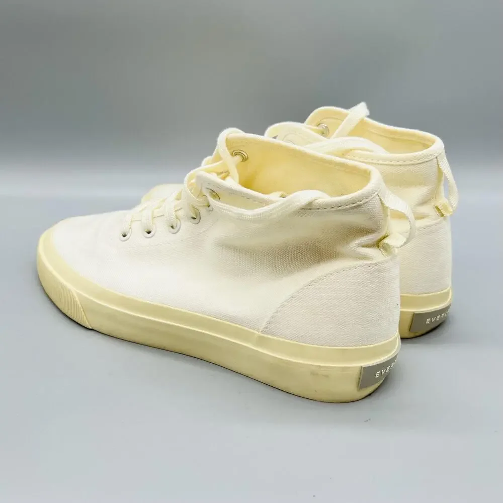Everlane Shoes Womens 7 White Canvas Mid Top Lace Up Sneakers Comfort Casual